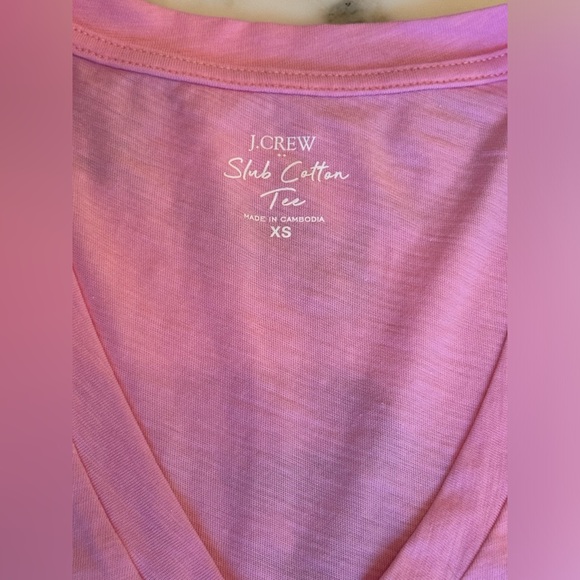 NWT JCrew V Neck Slub Cotton Tee Bubblegum Pink Women’s Short Sleeve XS - Picture 4 of 8